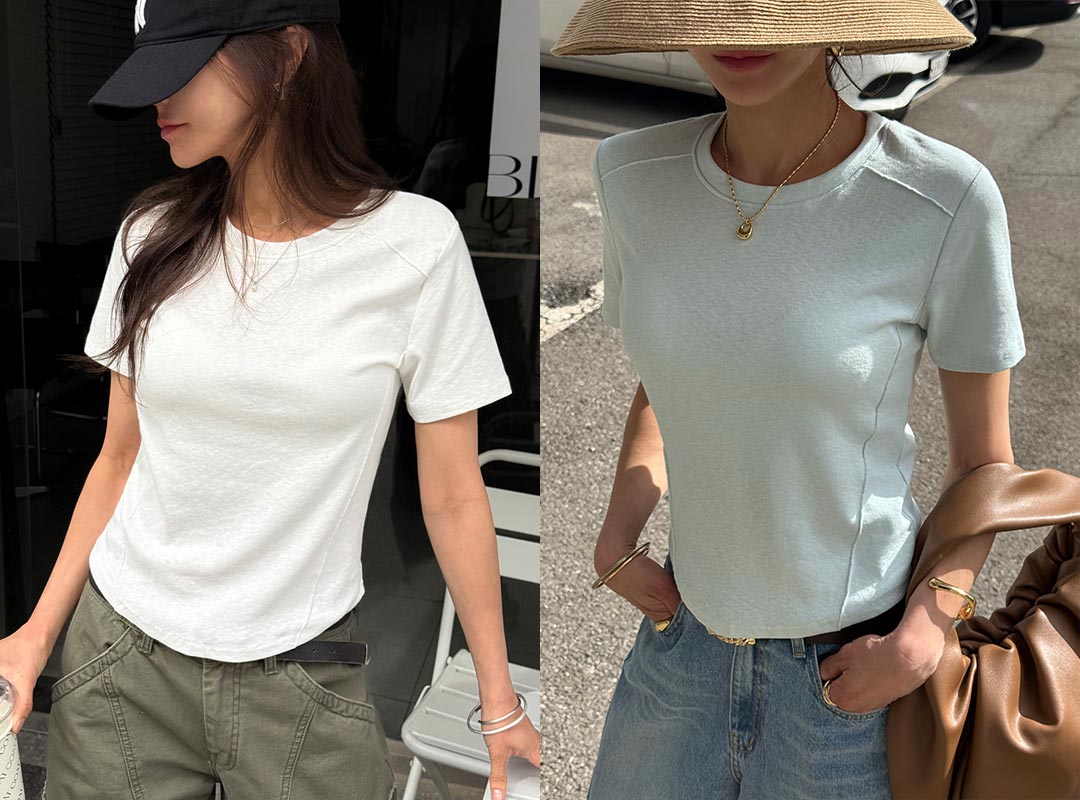 유츠도 절개스판반팔티