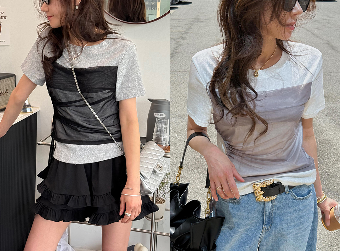 치무드 레이스레이어드스판반팔티