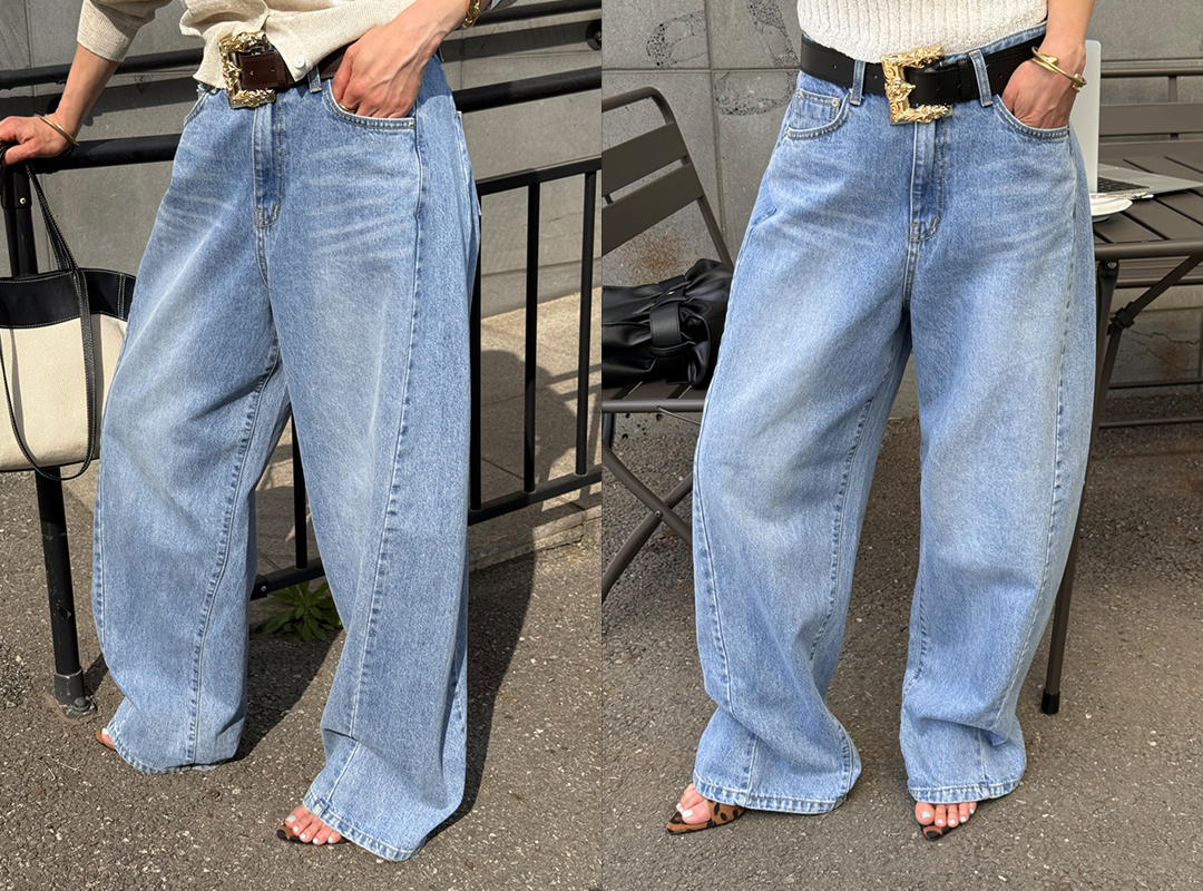 비렐카 커브드데님팬츠