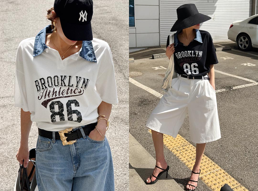 치벤브 데님카라나염반팔티