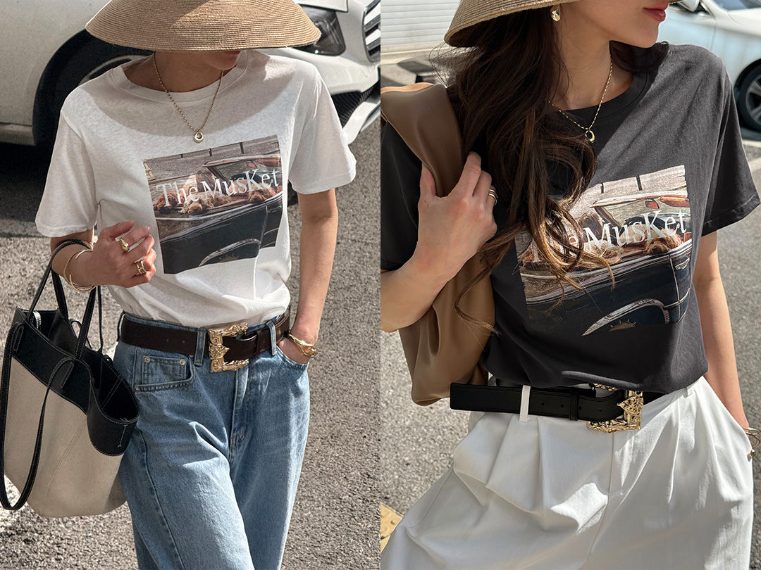 레큐지 나염반팔티