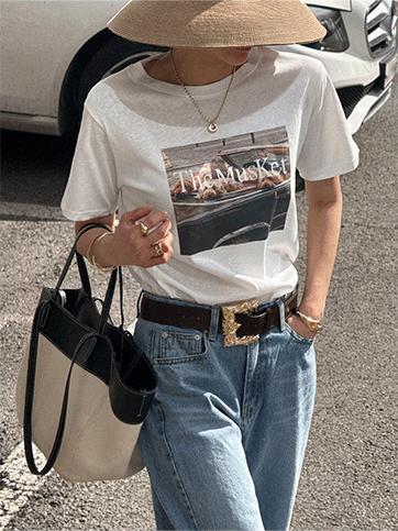 레큐지 나염반팔티