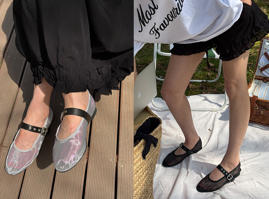 리보칸 메쉬버클플랫슈즈