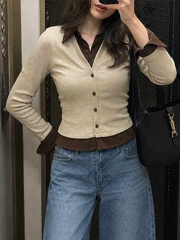 릴로타 카라레이어드버튼티