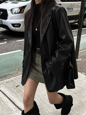 레반코 박시레더자켓