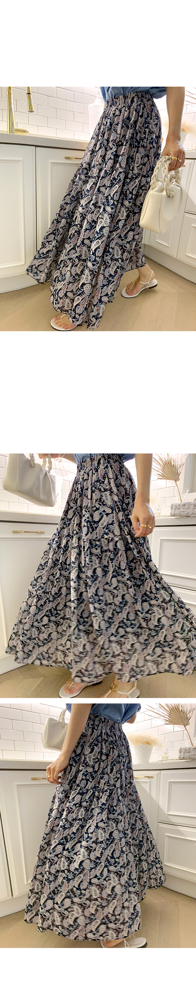 美品！ANAYI 春色ペイズリー柄シフォンスカート 3861 ペイズリー柄シフォンスカート - naning9