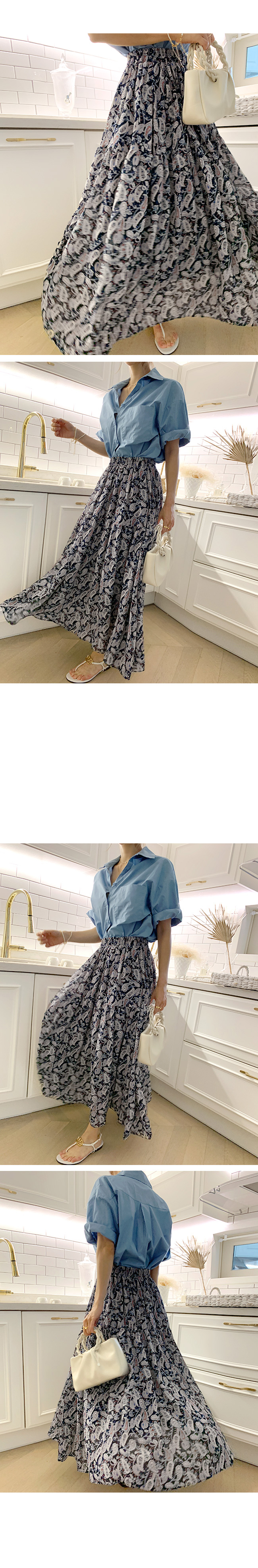 3861 ペイズリー柄シフォンスカート - naning9